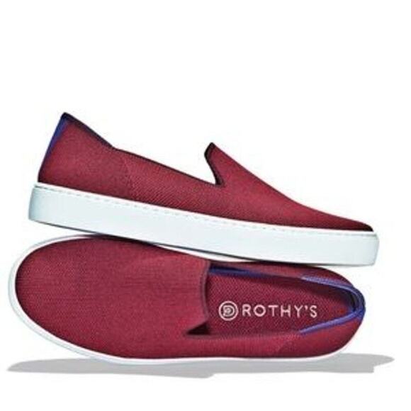 Rothy's The Original Slip On Sneakers Knitted In Red Garnet Retired Size 7.5 - Picture 3 of 12